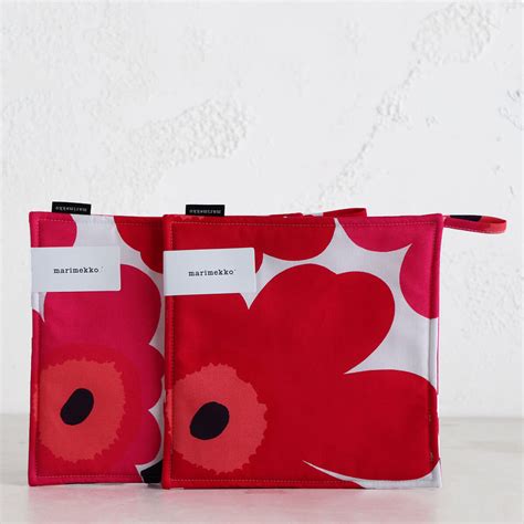 Marimekko Pieni Unikko Pot Holder Bundle Red Orange Pink Oven