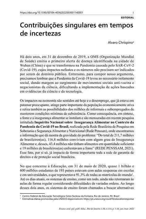 PDF Contribuições singulares em tempos de incertezas