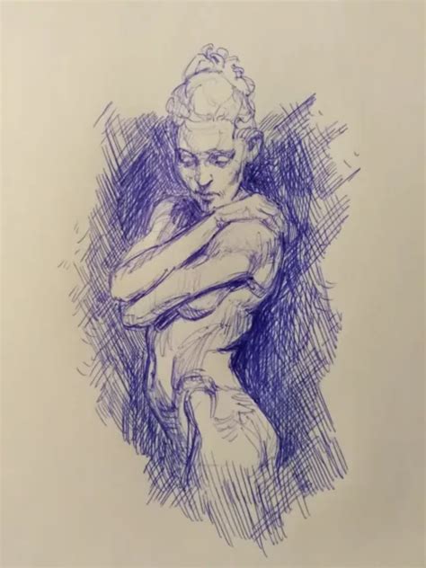 Etude De Femme Nue Naked Woman Study Dessin Sign Original Eur