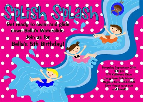 Water Slide Birthday Party Invitations Download Hundreds Free