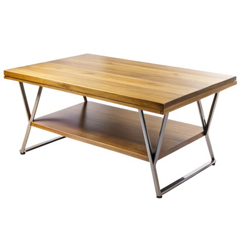 Modern Wooden Coffee Table With Metal Legs Placed 49693511 Png