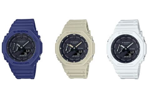 G-Shock adds basic blue, beige, and white to the GA-2100 series