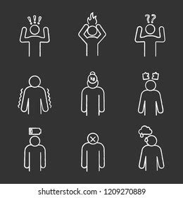 Emotional Stress Linear Icons Set Anxiety Stock Vector Royalty Free