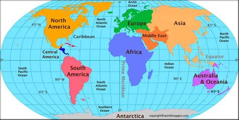 World Political Map Continents And Oceans