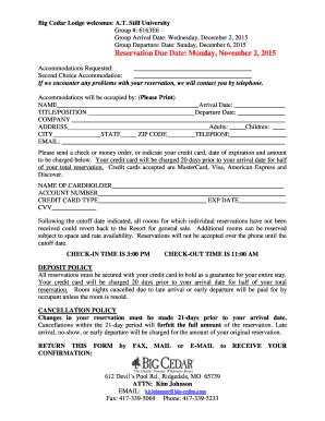 Fillable Online Ce Atsu Reservation Due Date Monday November 2 2015 Fax