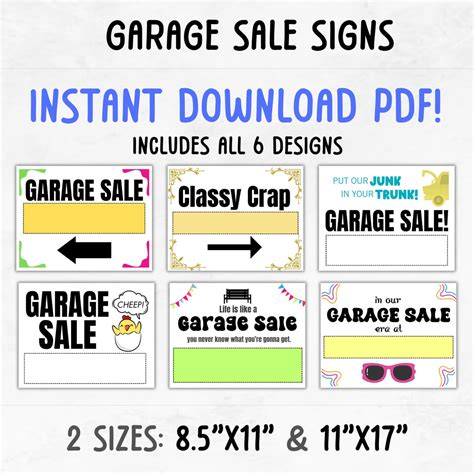 Printable Yard Sale Signs Printable Garage Sale Signs Garage Sale