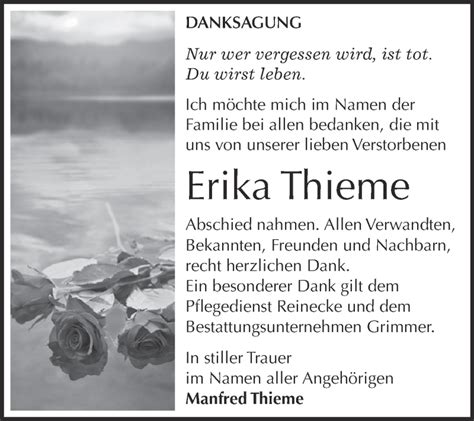 Traueranzeigen Von Erika Thieme Abschied Nehmen De