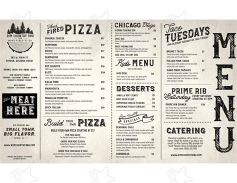 Menu at Rim Country BBQ and Wood-Fired Pizza, Payson