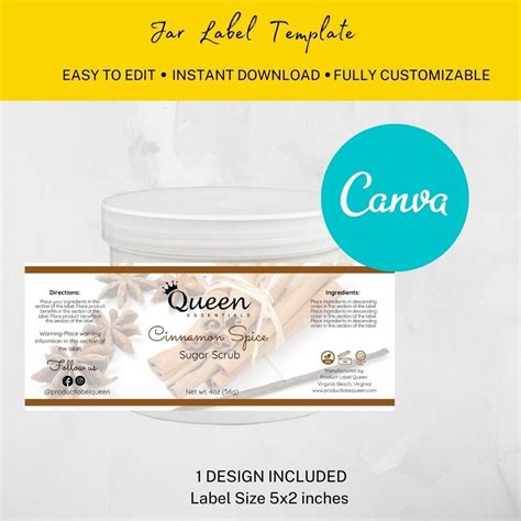 5×2 Cinnamon Spice Sugar Scrub Editable Label Template Artofit