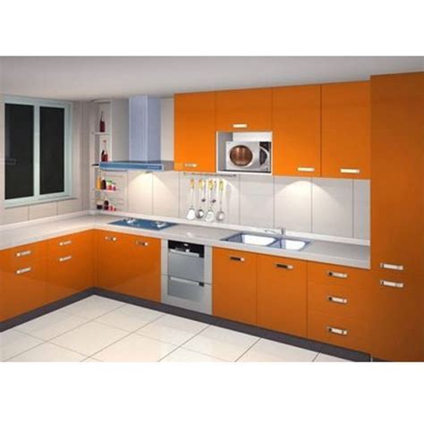 Polished MDF Medium Density Fibreboard Orange L Shaped Modular