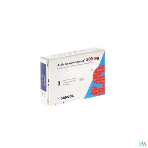 Azithromycine 500 Mg Sandoz Tabl Omhulde 3x500 Mg Apotheek Thiels