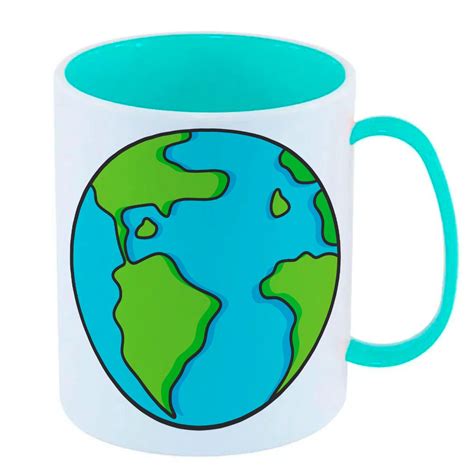 Caneca de Polímero Plástico Inquebrável Infantil Azul Planeta Terra