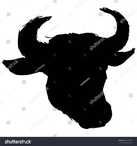 Black Silhouette Head Cow Stock Vector (Royalty Free) 239417053 ...