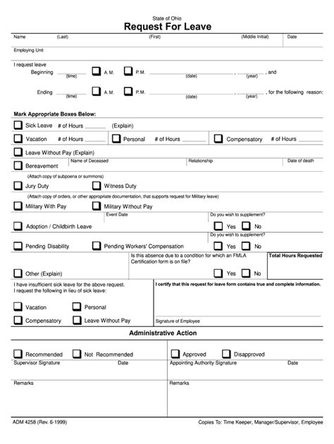 Pdf Fillable Leave Form Printable Forms Free Online