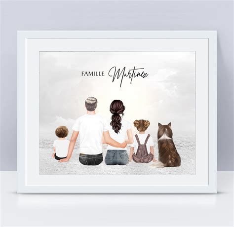 Portrait Famille Personnalis Affiche Famille Personnalis E Etsy