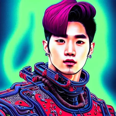 Krea Portrait Painting Of A Cyborg Jackson Wang From Got Sharp