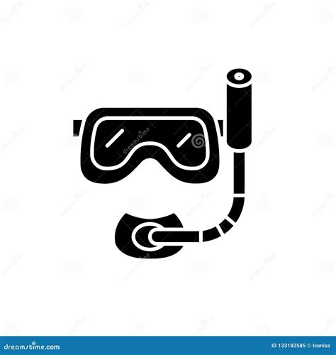 Scuba Diving Mask Black Icon Vector Sign On Isolated Background Scuba