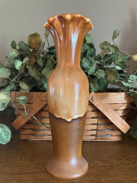 Mcm Vintage Royal Haeger Pottery Flower Vase Brown Gloss Drip Etsy Canada