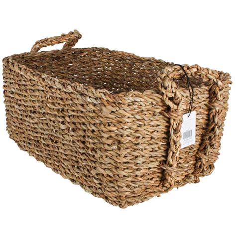 Seagrass Rectangle Storage Basket With Handle Set Of 3