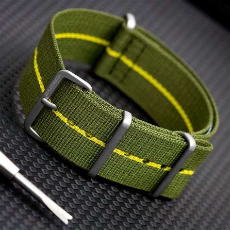 Zuludiver® Marine Nationale Nato Nylon Watch Strap Green Satin 20mm