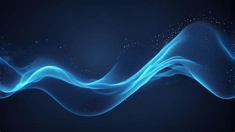 Abstract Waving Particle Blue Color Technology Premium Ai Generated Image