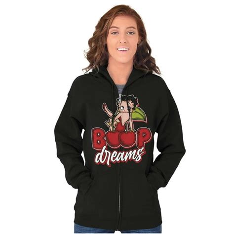 Betty Boop Cartoon Cherry Dreams Zip Hoodie Sweatshirt Women Brisco