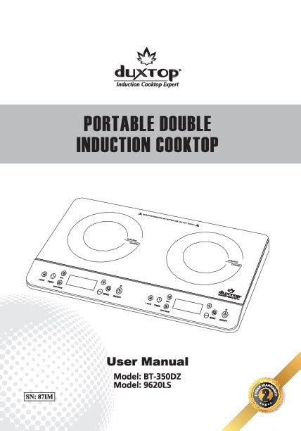 Duxtop LCD Portable Double Induction Cooktop User Manual | 9620LS/BT-350DZ