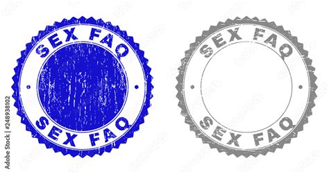 Grunge Sex Faq Stamp Seals Isolated On A White Background Rosette Seals With Grunge Texture In