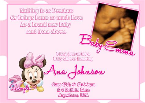 FREE Minnie Mouse baby shower invitation template | Download Hundreds ...