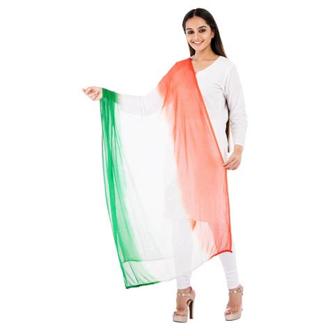 Tri Color Tiranga Chiffon Dupatta Indian Flag Colors Dupatta Etsy