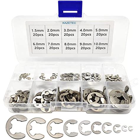 KAZETEC 200 Pcs 304 Stainless Steel Opening Snap Ring E Clip External