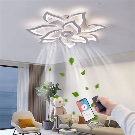 RRBEST LED Ventilateur de plafond avec éclairage créativité 5 flammes