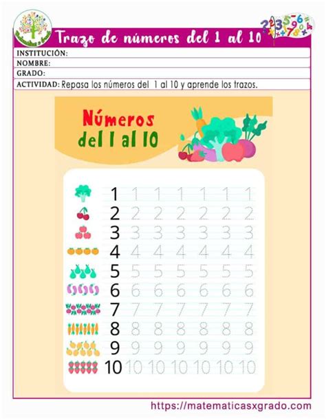 Fichas Con Trazo De Números Del 1 Al 10 Para Imprimir