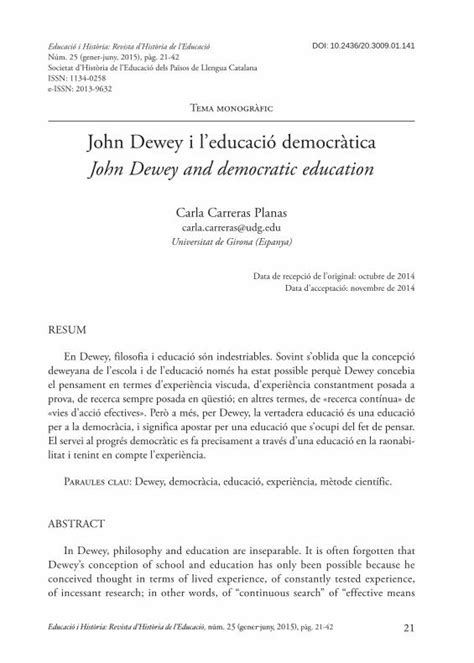 Pdf John Dewey I Leducaci Democr Tica John Dewey And