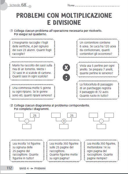 Operazioni E Problemi Con Immagini Divisione Maestramonica