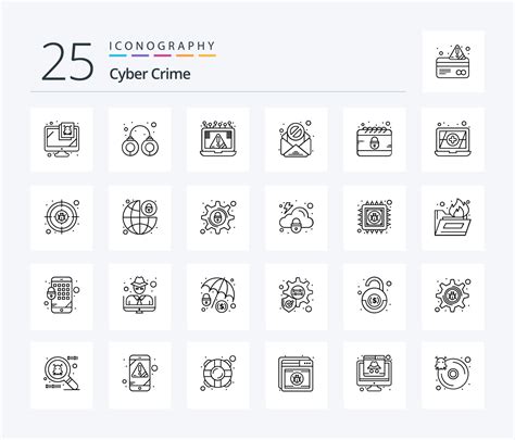 Cyber Crime 25 Line Icon Pack Including Calendar Spam Connection