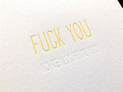 Hidden Message Fuck You Letterpress Card Etsy