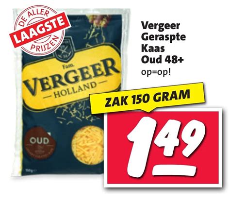 Vergeer Geraspte Kaas Oud 48 150g Aanbieding Bij Nettorama