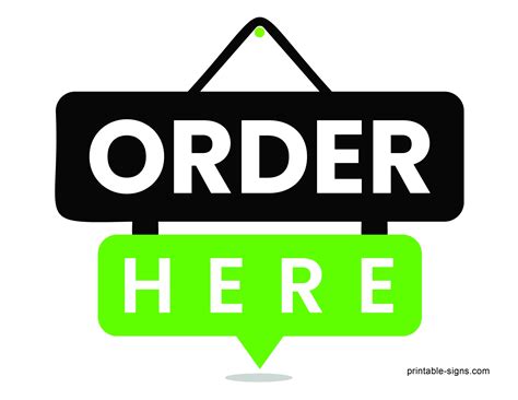 Order Here Sign - Printable Signs