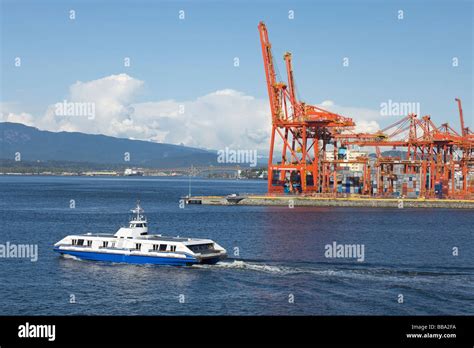 Seabus Leaving Vancouver Port In Downtown Vancouver British Columbia