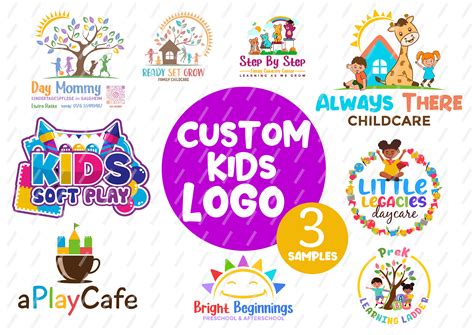 Custom Kids Logo Day Care Illustration Children Preschool Etsy