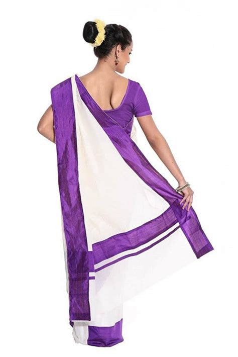 Fashionkiosks Women Pure Cotton Kerala Kasavu Saree With Matching