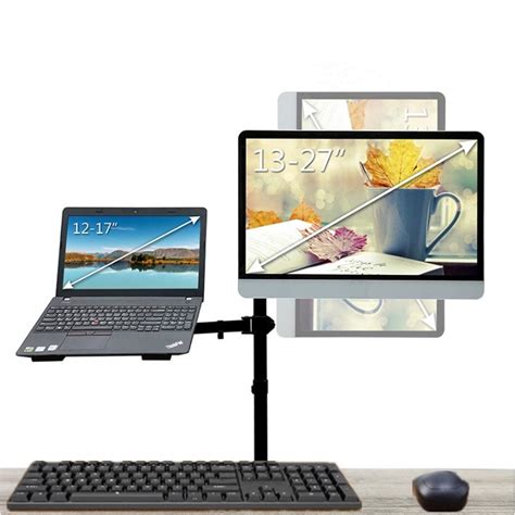 Laptop Mounting Bracket Dual Monitor Mounting Bracket with Laptop Stand with Tray Adjustable Arm ...