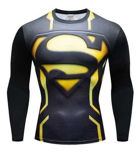 Playera Licra Compresi N Gym Deportiva Superman Black Dc Env O Gratis