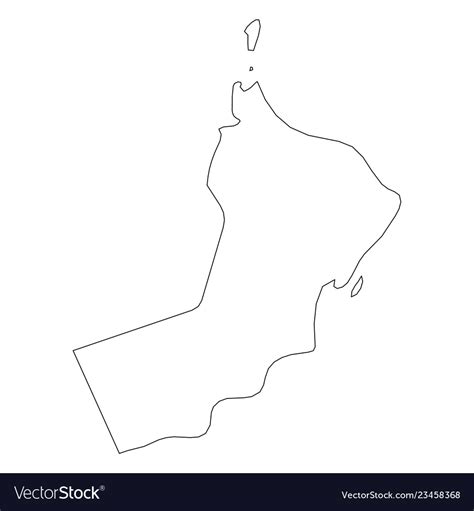 Oman Solid Black Outline Border Map Of Country Vector Image