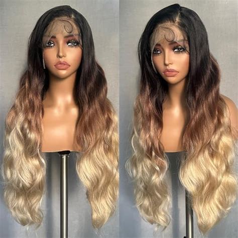 Amazon SOKU 13x6 Body Wave Lace Front Wigs 28 Inch Ombre Black