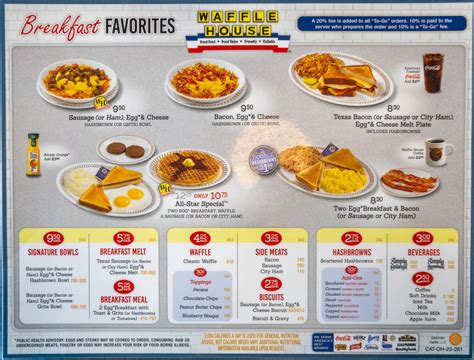 Waffle House Menu Plastic Breakfast Waffle House Menu On Table In