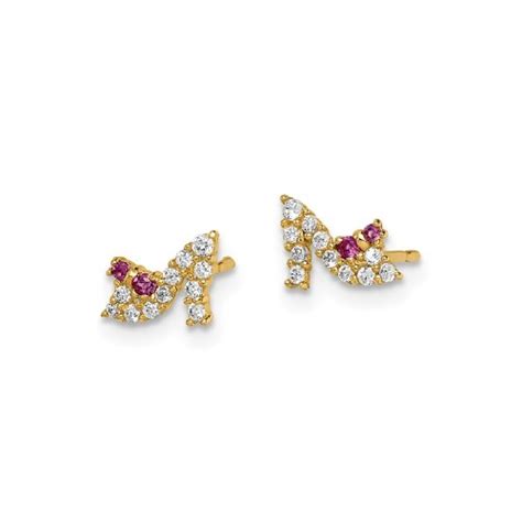 Fancy 14K Gold Cinderella CZ Slipper Stud Earrings - The Jewelry Vine