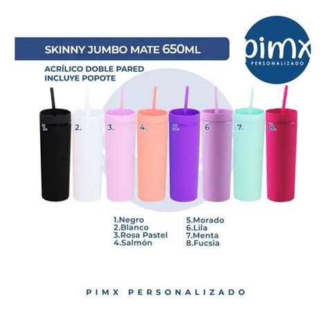 15 Vasos Acrílico Tipo Skinny Jumbo Con Popote Reusables Envío gratis