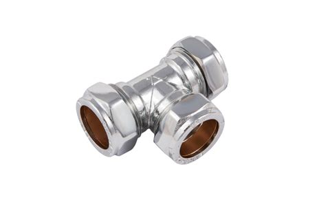 Securplumb Compression Equal Tee Chrome Plated 15mm